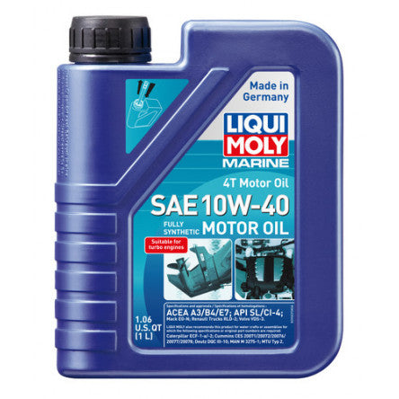 Liqui Moly 20506 SAE 10W-40 Marine 4T Motor Oil 1 Liter